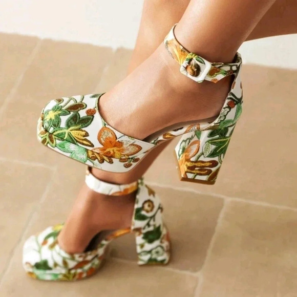 European And American Style Minimalist Square Toe Chunky Heel Comfortable Hollow - Picture 2 of 6